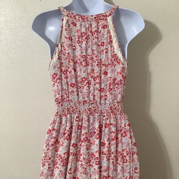 Red Floral Cottagecore Prairie Feminine Romantic Summer Spring Maxi Dress Small - Picture 5 of 8
